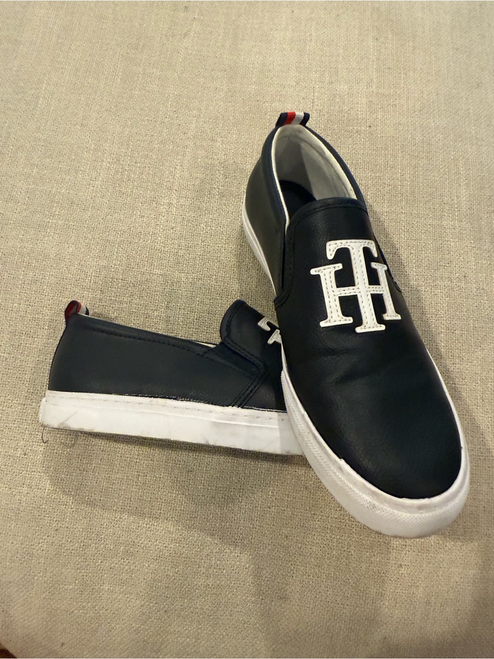 Tommy Hilfiger Black Slip-On Logo Loafers
